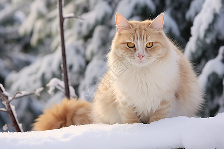 冬季雪地上的小猫图片