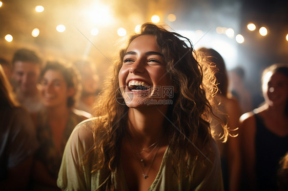 派对上开心大笑的女子图片