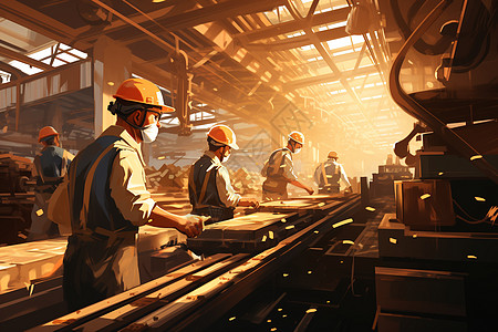 工厂中生产的工人图片
