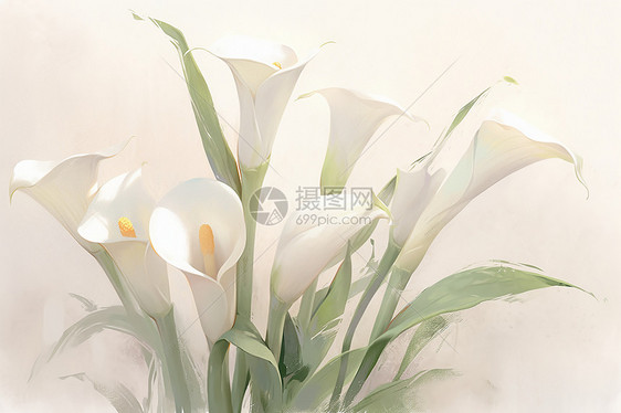 素雅的白色马蹄莲插图图片