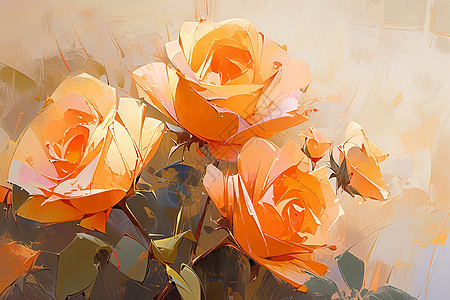 浪漫的橘色玫瑰插图图片