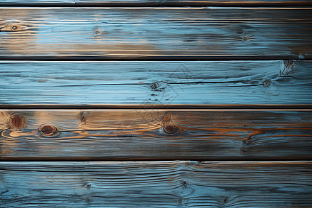 蓝调彩绘木质墙面图片