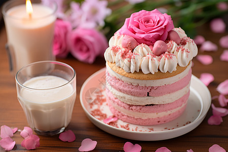粉色蛋糕与粉色背景
