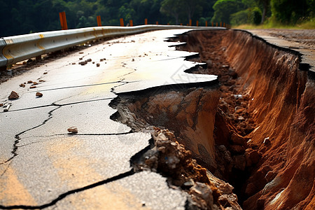 断裂的道路地面断裂高清图片