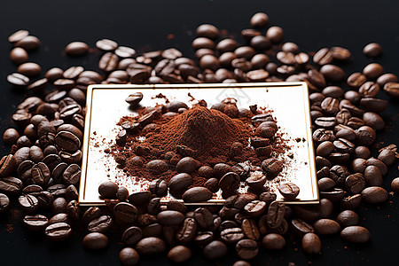 咖啡豆研磨成粉图片