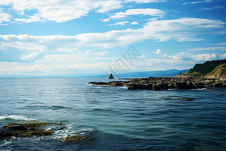 海边灯塔黑白海岸上一座灯塔背景