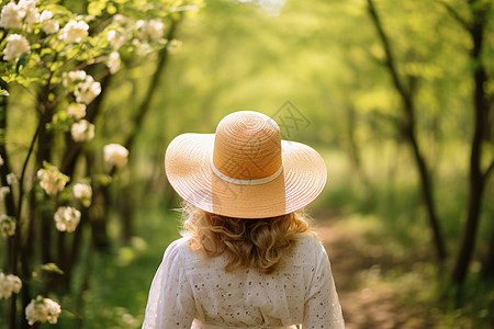 夏日繁花中的女子图片