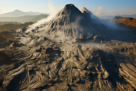 喷发的火山地质山头高清图片