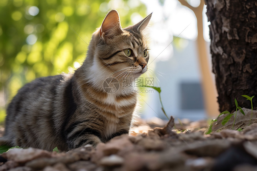 小猫在草地上图片