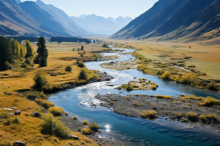 山谷里的一条河流图片