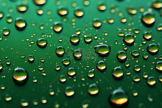 绿布上的水滴图片