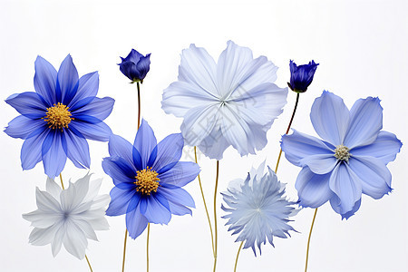 花海中的蓝白花朵图片