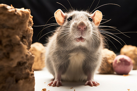 食物旁的老鼠图片