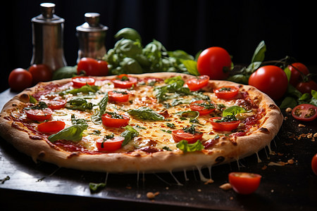 美味健康的番茄芝士披萨图片