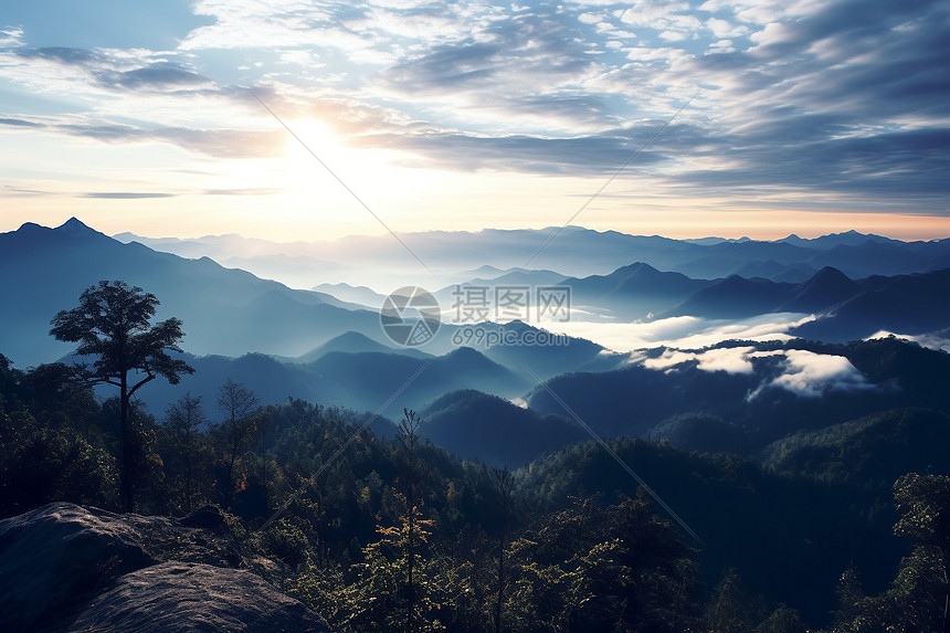 天空下的美丽山脉图片