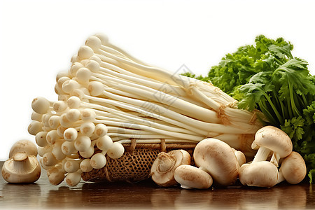 篮子里的健康蘑菇图片
