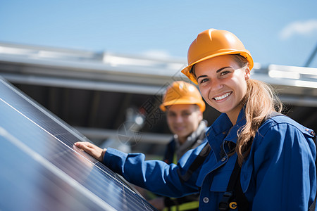 安装太阳能的工人高清图片