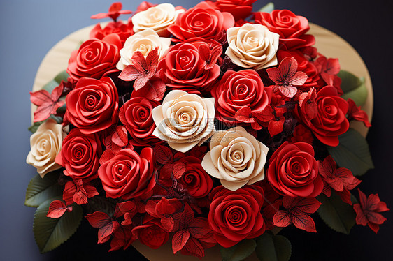 红白玫瑰花束图片
