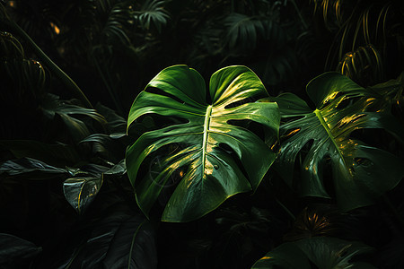 热带丛林的龟背竹图片