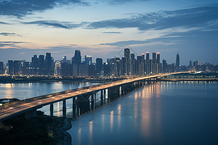 夜晚的艾城流光溢彩图片素材
