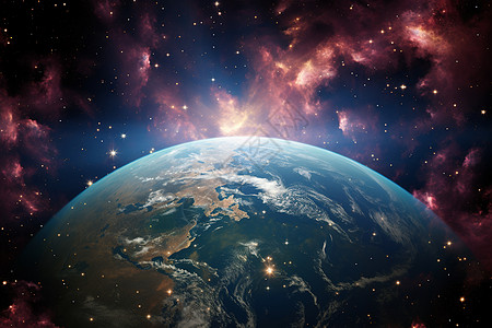 被捆绑的地球地球被星光环绕的壮丽景象插画