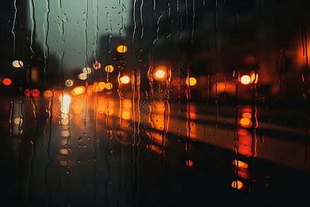 夜晚雨中的市区图片