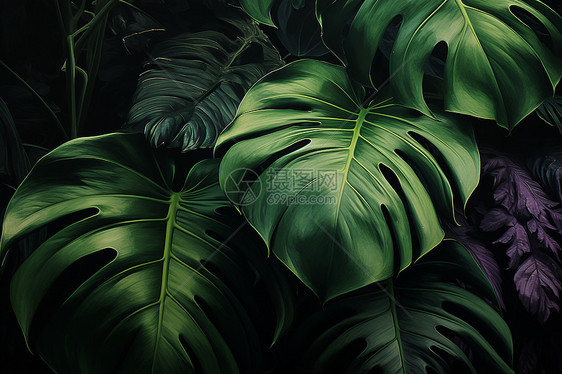 丛林里的绿叶植物图片
