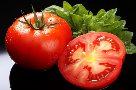 切开的新鲜番茄背景图片