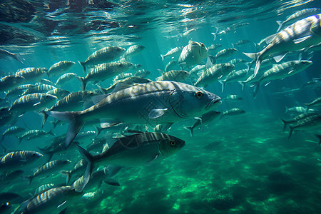 一群鱼在海洋中畅游图片