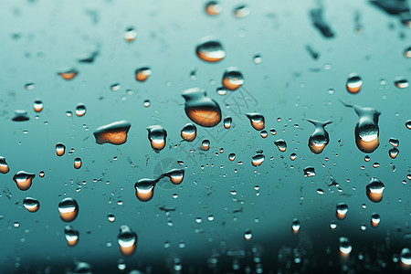 水滴涟漪窗户上的雨水点缀背景