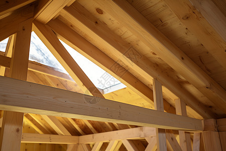 空间木制屋顶的窗口图片
