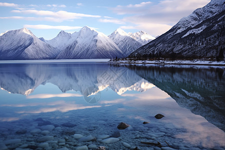 雪山湖泊的雪山背景图片