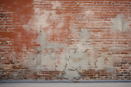 粗糙斑驳的红砖墙图片