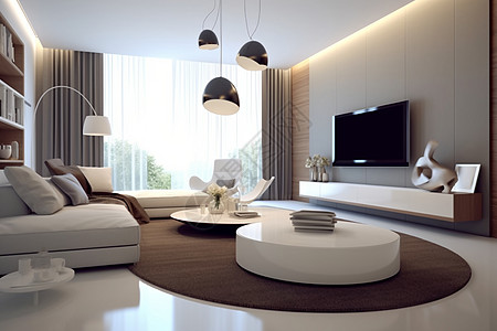 白色沙发和电视机背景图片