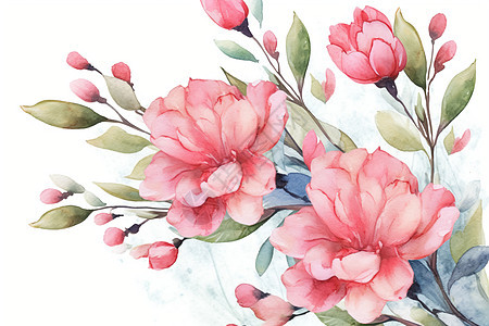 粉色花朵水彩画背景图片