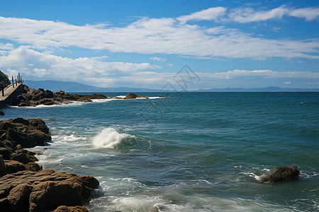 海边灯塔黑白峭壁上的灯塔背景