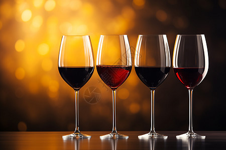 三杯红酒排列在桌子上图片