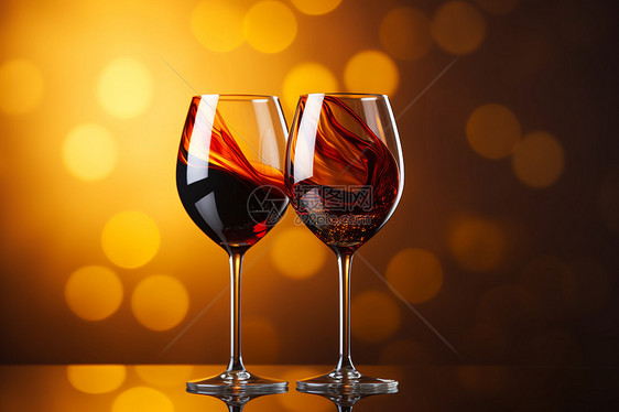 两只红酒杯图片
