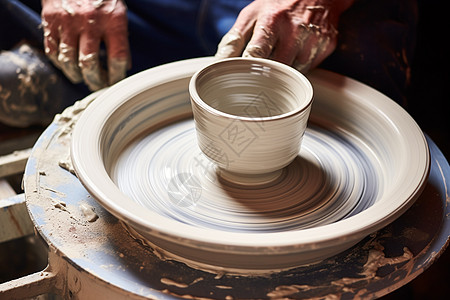 陶瓷制作用陶土制作茶杯背景