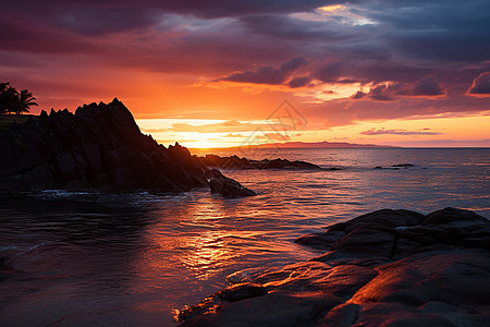浪漫海岸的夕阳图片