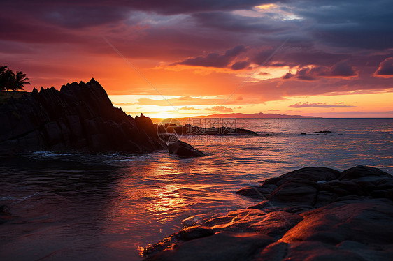 浪漫海岸的夕阳图片