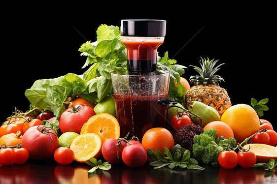 健康营养的鲜榨果汁图片