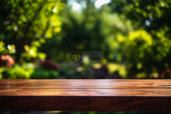 树林里的木桌图片