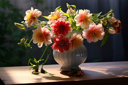 花瓶里的鲜艳花朵图片