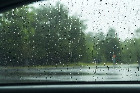 户外雨滴湿润的车窗图片