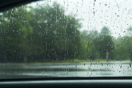 户外雨滴湿润的车窗图片