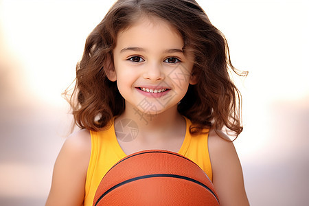 拿着篮球的小女孩图片