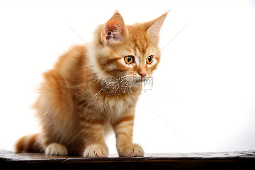 桌子上的小橘猫高清图片下载-正版图片600756200-摄图网