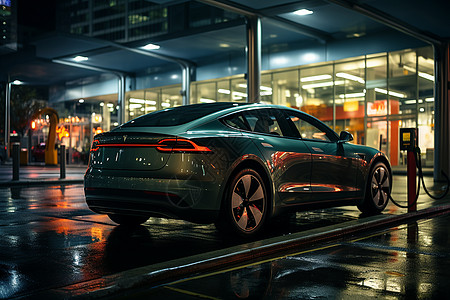 新能源汽车制造正在充电的新能源汽车背景