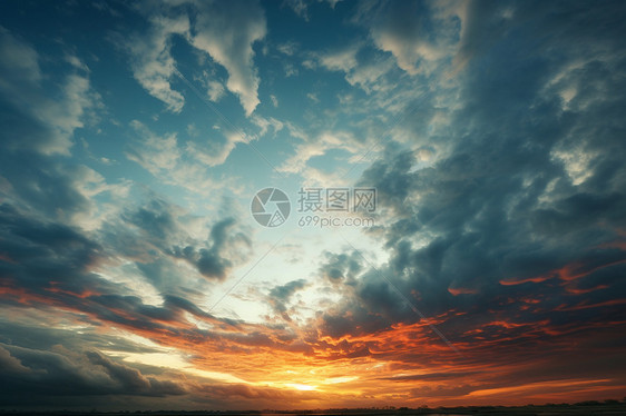 天空中的夕阳图片